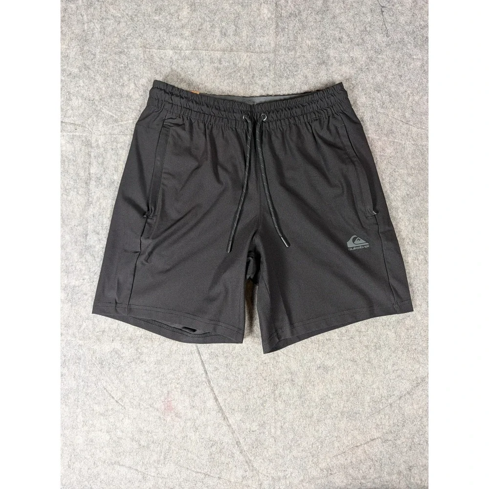 Quiksilver DryFlight Mens Black Active Training Shorts Zipper Pockets EQYFB03093